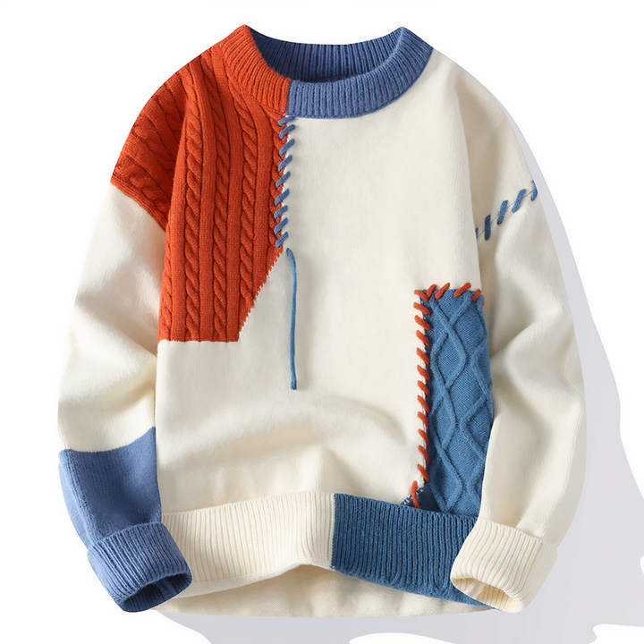 Monti | Patchwork Heren Sweater | Stijlvol & Warm | Perfecte Trui voor Herfst & Winter
