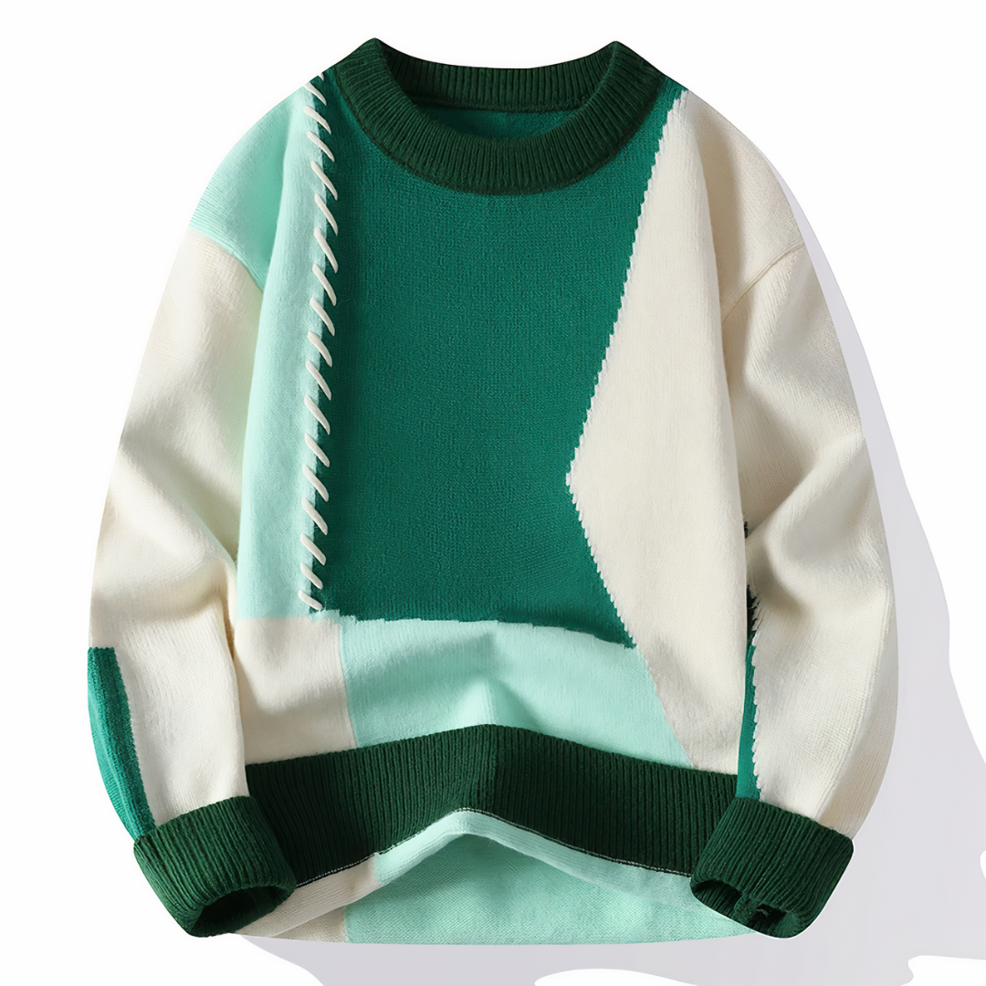 Monti | Patchwork Heren Sweater | Stijlvol & Warm | Perfecte Trui voor Herfst & Winter
