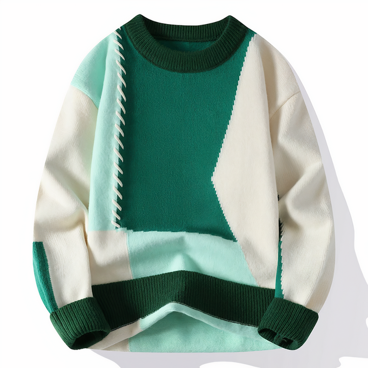 Monti | Patchwork Heren Sweater | Stijlvol & Warm | Perfecte Trui voor Herfst & Winter